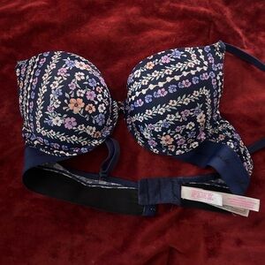 Victoria's Secret Floral Bra - Navy and Pink